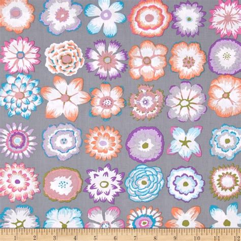 Kaffe Fassett Button Flowers Grey 1470414879