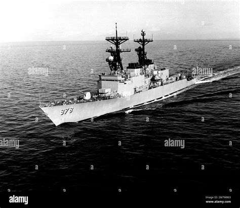 An Aerial Port Bow View Of The Destroyer USS STUMP DD 978 Underway