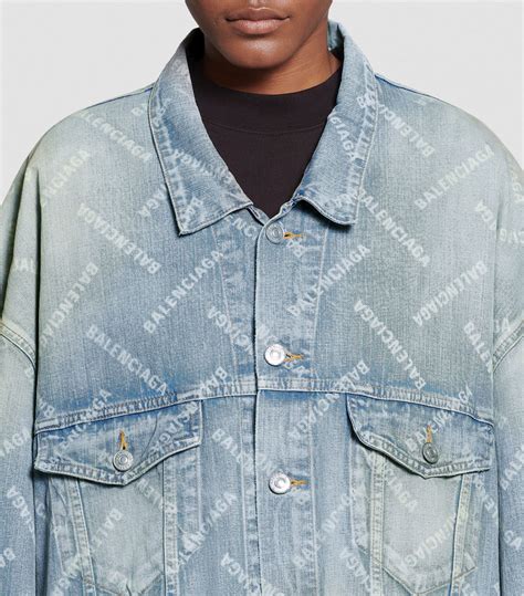 Womens Balenciaga Blue Oversized Logo Print Denim Jacket Harrods Uk