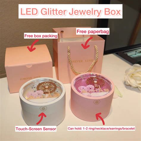 Jual Ready Stock Asli Monstell Led Glitter Jewelry Box Kotak