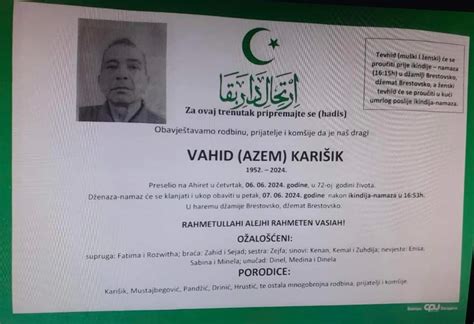 Preminuo je Vahid Karišik kiseljak info