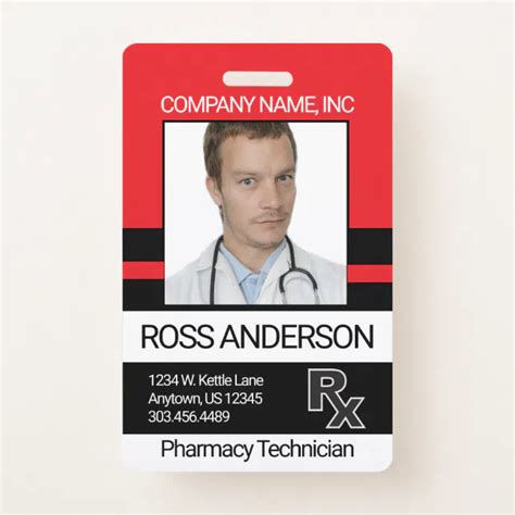 Pharmacy Technician - Red and Black Badge | Zazzle