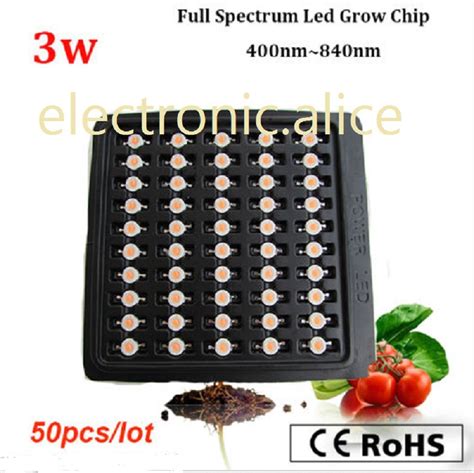 50pcs Lot 3w Full Spectrum 400nm 840nm Led Grow Chip 45mil Bridgelux