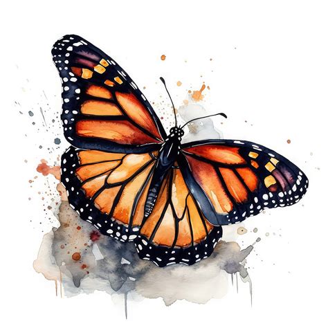 Monarch Butterfly Water Color Painting 12 High Quality Clipart Pack