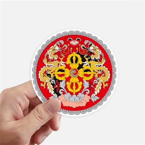 Bhutan National Emblem Country Sticker Round Wall Suitcase Laptop Label ...