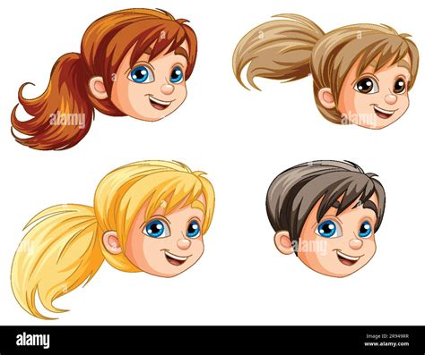 Girl with ponytail hair head illustration Stock Vector Image & Art - Alamy