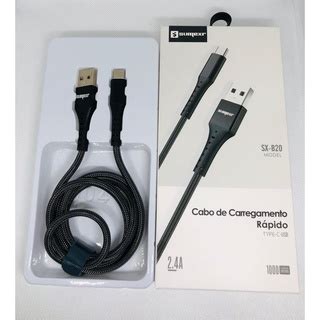 Cabo Usb Fio Trançado 1 Metro Sumexr Tipo C V8 Micro USB SX B20