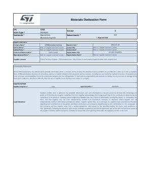 Fillable Online Materials Declaration Form St Fax Email Print