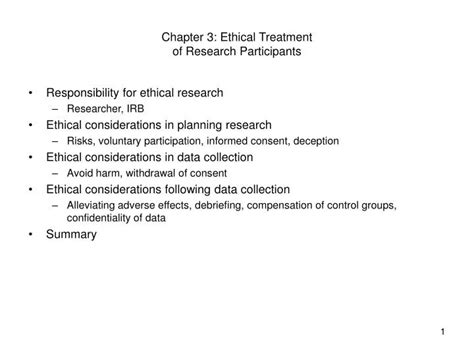 Ppt Chapter 3 Ethical Treatment Of Research Participants Powerpoint