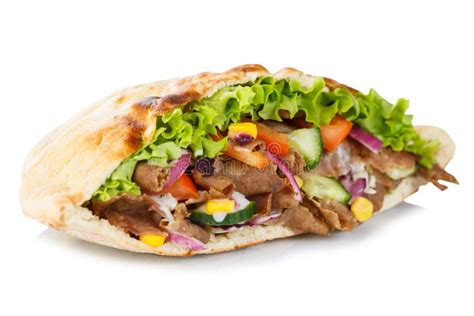 D Ner Kebab Doner Kebap Fast Food In Flatbread Isolated On A White