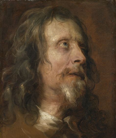 Van Dyck Portrait Study Of A Bearded Man Oil On Paper Laid Down On