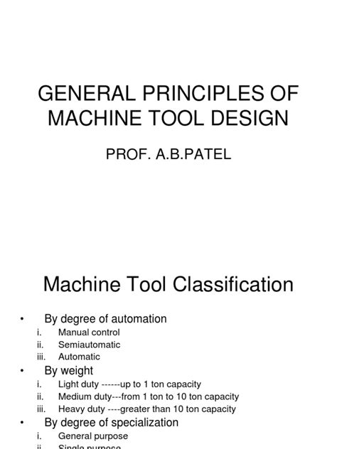 General Principles of Machine Tool Design | PDF | Machine Tool | Industries