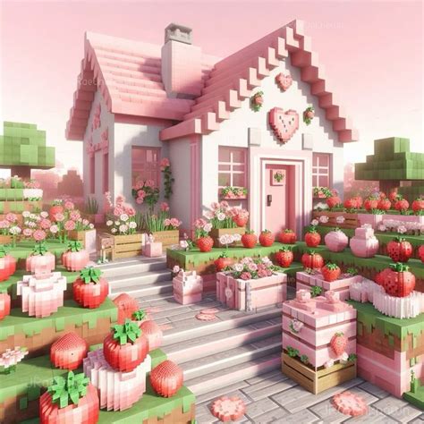 Shortcake With Strawberries Please Minecraft Art 🍰 In 2024