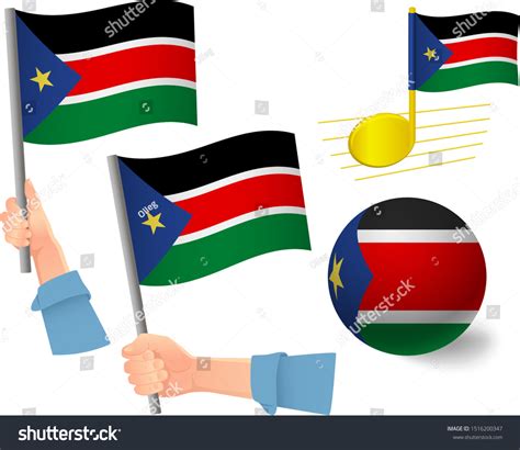 South Sudan Flag Icon Set National Stock Vector Royalty Free