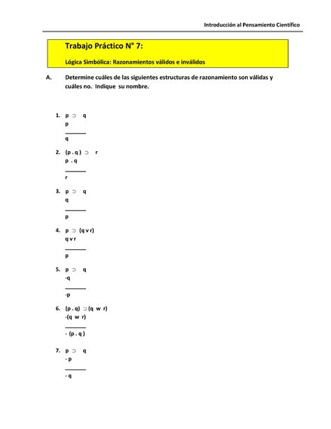 Trabajo Pr Ctico N Introducci N Al Pensamiento Cient Fico Trabajo