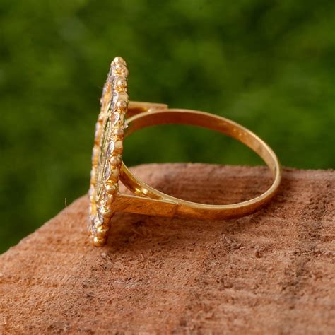 18k Gold Coin Ring/925 Sterling Gold Ring/lab Created Zircon - Etsy