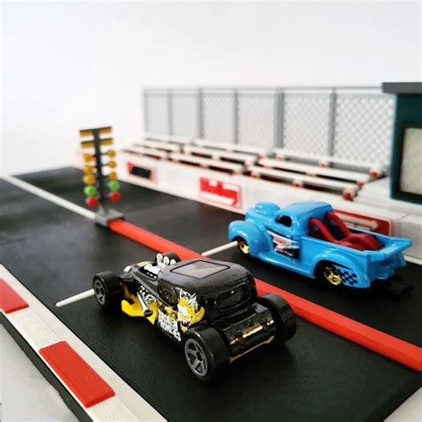 Diorama Hot Wheels Pista de Arrancada para Miniaturas MetArt Studio Decoração Geek e