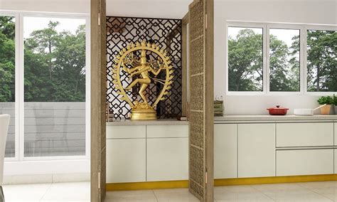 Pooja Room In Kitchen As Per Vastu Comes With A Tall Unit And Jali