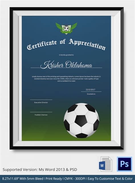 10 Football Certificate Templates Free Word Pdf Documents Download