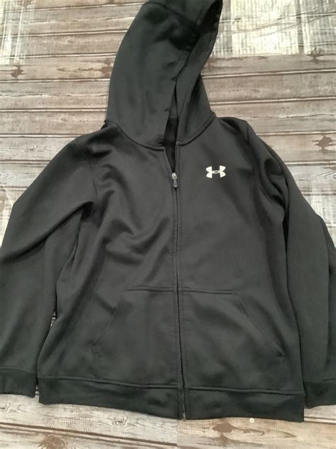 Under Armour Hoodie Fleece Front Zip Loose Hooded Jacket Sz Yxl Ebay