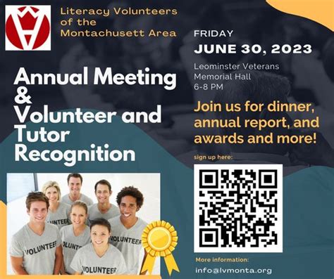 Annual Meeting Volunteer And Tutor Recognition Literacy Volunteers