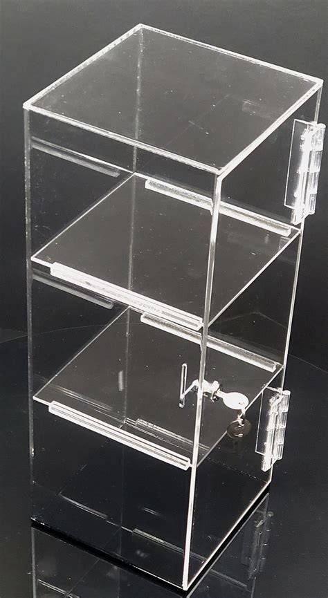 T Z Tagz Clear Acrylic Display Case Removable 2 Shelf Locking Showcase Cabinet Etsy