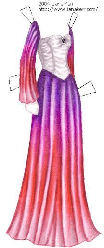 A Paper Doll Is Wearing A Dress With Long Sleeves And Pink Purple And