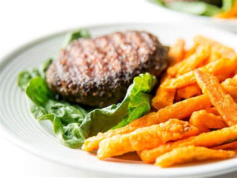 Teriyaki Mushroom Beef Brisket Burger W Sweet Potato Fries Saskatoon