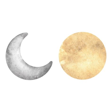 Vollmond Und Halbmond Cute Baby Aquarell Illustration Premium Vektor