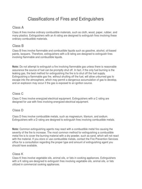 Fire Extinguisher Classes - (A, B, C, D, F) | PDF | Hazards | Chemistry