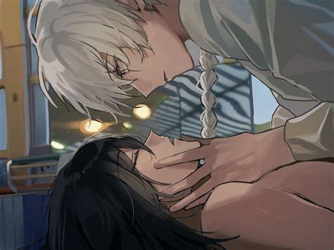 An Anime Scene With Two People Kissing And One Person Holding The Other