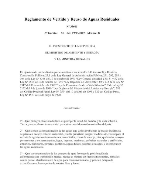 Pdf Reglamento De Vertido Y Reuso De Aguas Residuales Bvs