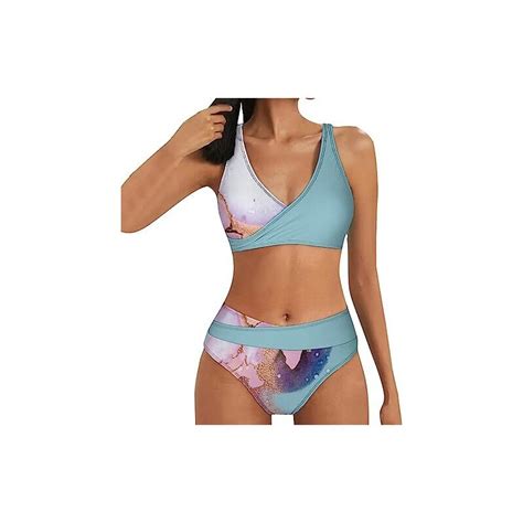 Liangtuohai Reggiseno Con Cinturino Con Stampa Casual Moda Donna Costume Da Bagno Bikini Sexy