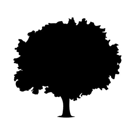 Vector de ilustración de silueta de planta y árbol Vector Premium