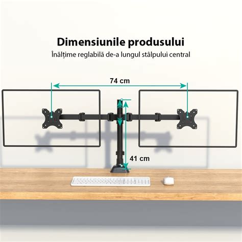 Suport Birou Monitoare Amxea M Negru Pentru Monitoare Pana