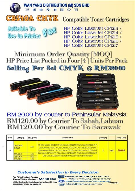 HP CB540A (125A ) / CB541A / CB542A / CB543A -CMYK COMPATIBLE COLOUR ...