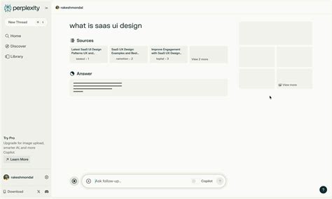 Perplexity.ai | UI, UX Design | SaaS | Application Design | saas ui