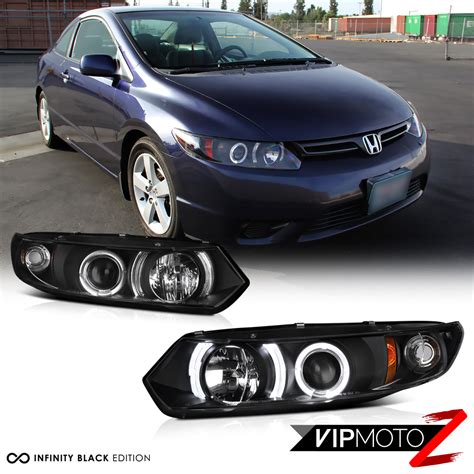 For Honda Civic D Coupe Fg Black Led Halo Angel Eye Projector