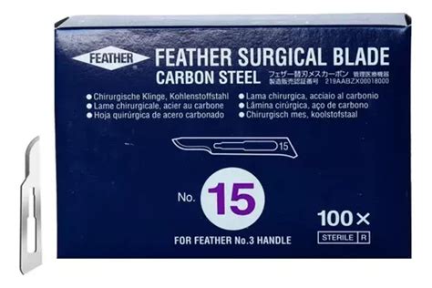 Lâmina De Bisturi Feather Nº 15 C 100 Unidades Aço Carbono Frete grátis