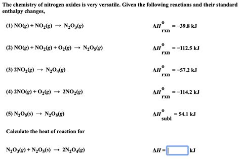 Solved The chemistry of nitrogen oxides is very versatile. | Chegg.com