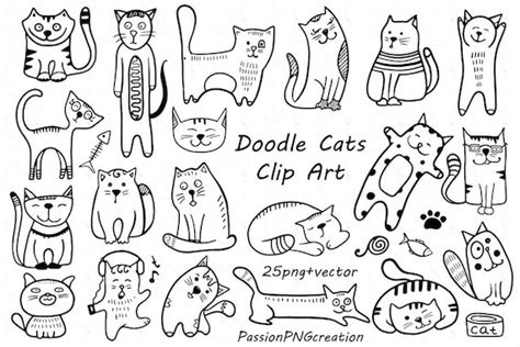 Doodle Katzen Clipart digitale Doodles ClipArt Png Eps Ai | Etsy