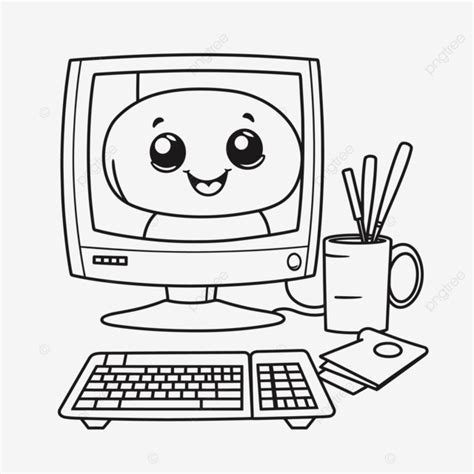 Desenho De Esboço Páginas Para Colorir Computador E Pc Vetor PNG