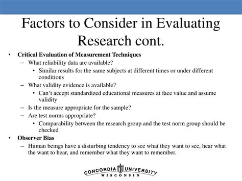 Ppt Factors To Consider In Evaluating Research Powerpoint