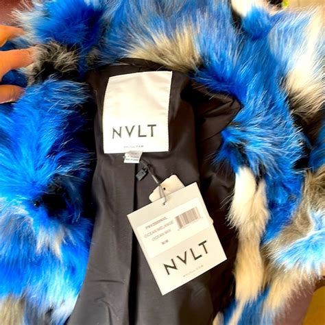 Nvlt Jackets And Coats Nvlt Blue Multi Faux Fox Fur Coat Poshmark