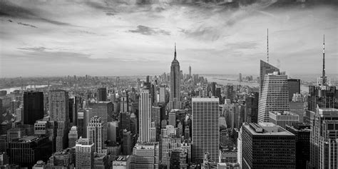 New York Zwart Wit Panorama Over Manhattan Van Toon Van Den Einde Op