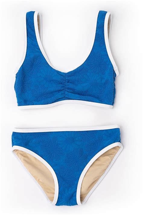 Textured Royal Blue Floral Bikini Shopperboard