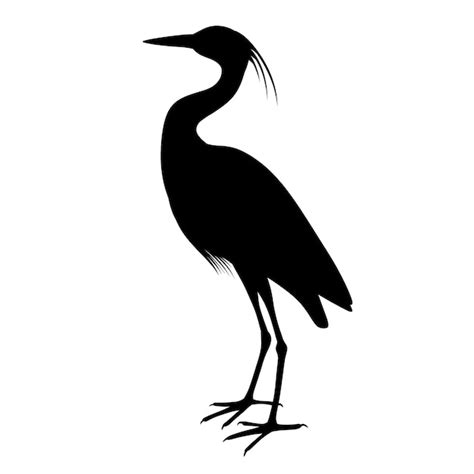 Premium Vector Black Silhouette Of A Heron A Water Bird A Relative Of