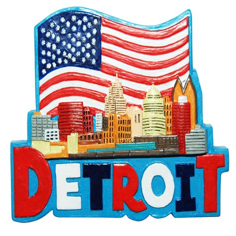 Detroit Skyline Magnet with American Flag – CityDreamShop