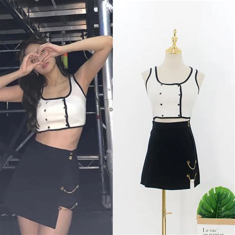 Kpop Korean Celebrity The Same Streetwear Party Sexy Two Piece Skirt