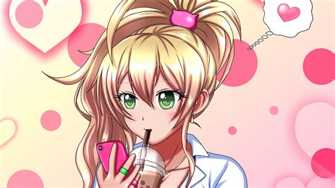 Download Green Eyes Blonde Yukana Yame Anime Hajimete No Gal Hd Wallpaper